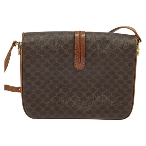 CELINE Macadam Canvas Shoulder Bag PVC Leather Brown Gold Auth - Picture 3 of 16